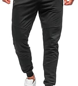 Insenver Mens Sweatpants Gym Training Workout Athletic Pants, Slim Fit Joggers for Men with Zipper Pockets