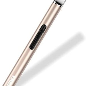 REIDEA Electronic Candle Lighter Arc Windproof Flameless USB Rechargeable Lighter with Safe Button for Home Kitchen Champagne Gold S4