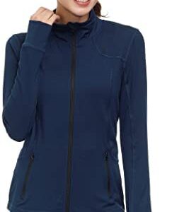 Dolcevida Women Athletic Yoga Workout Jacket Track Sports Zip Up Running Lightweight Jackets with Thumb Holes