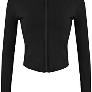 Gihuo Women's Athletic Full Zip Lightweight Workout Jacket with Thumb Holes