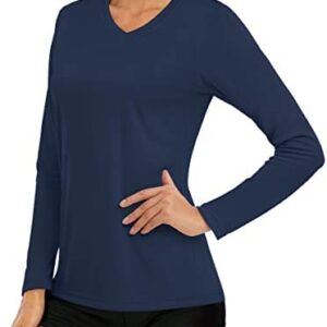 MAGCOMSEN Women's Long Sleeve Shirts UPF 50+ Sun Protection T Shirts V Neck Hiking Shirt Running Workout Performance Tee