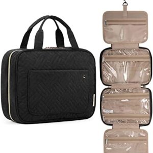 BAGSMART Toiletry Bag Travel Bag with Hanging Hook, Water-resistant Makeup Cosmetic Bag Travel Organizer for Accessories, Shampoo, Full Sized Container, Toiletries