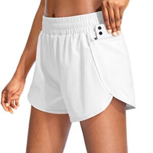 Soothfeel Womens Running Shorts with Zipper Pockets High Waisted Athletic Gym Workout Shorts for Women with Liner