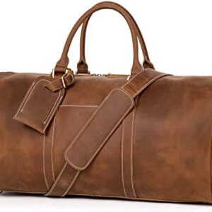 BOSTANTEN Duffle Bags for Men Genuine Leather Travel Bag Gym Extra Large Overnight Weekender Luggage Brown