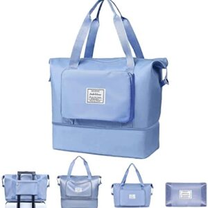 Intrbleu Large Capacity Folding Travel Bag, Foldable Travel Bag with Dry/Wet Separation, Upgrade Waterproof Carry on Bag
