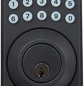 Amazon Basics Traditional Electronic Keypad Deadbolt - Keyed Entry - Matte Black