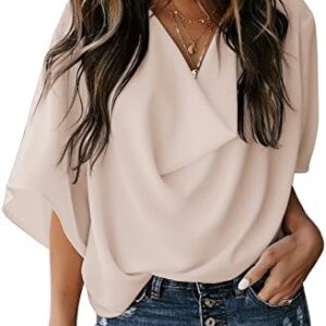 Dokotoo Womens Blouses and Tops Short Sleeve Chiffon Shirts and Tops