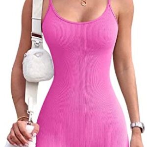 OQQ Women's Yoga Rompers One Piece Ribbed Spaghetti Strap Exercise Romper