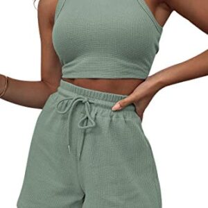 AUTOMET Womens 2 Piece Outfits Lounge Matching Sets Two Piece Linen Shorts Spring Tops 2023 Trendy Clothes Summer Vacation