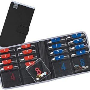 Lewis N. Clark Travel Pill Organizer | For Vitamins, Medication, Prescriptions, Or Medicine Storage | AM/PM Color Coded | 16 Slot Slimline Pouch | Black