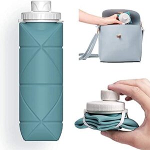 SPECIAL MADE Collapsible Water Bottles Leakproof Valve Reusable BPA Free Silicone Foldable Travel Water Bottle for Gym Camping Hiking Travel Sports Lightweight Durable 20oz Dark Green