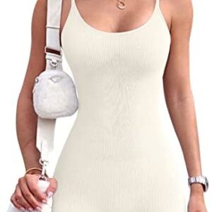 OQQ Women's Yoga Rompers One Piece Ribbed Spaghetti Strap Exercise Romper