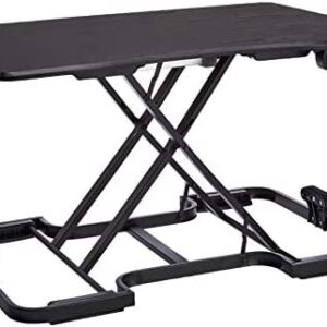 Amazon Basics 5-Level Adjustable/Portable Electronic Computer Workstation, Standing Desk Converter, Wood Surface - Black