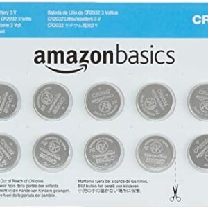 Amazon Basics 10-Pack CR2032 Lithium Coin Cell Battery, 3 Volt, Long Lasting Power, Mercury-Free