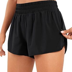 CRZ YOGA Womens High Waisted Running Shorts Liner - 2.5''/ 5'' Quick Dry Athletic Sport Workout Track Shorts Zip Pocket