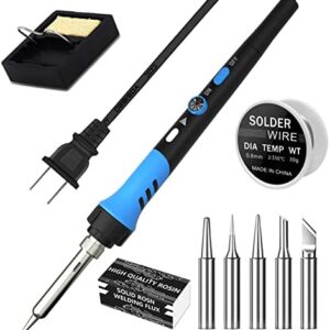 Soldering Iron Kit,60W Soldering gun with Ceramic Heater,9-in-1 solder iron kit tool,Adjustable Temperature 200 to 450℃, Soldering Iron Tips, solder wire, Solder Iron Stand for Welding and Repairing