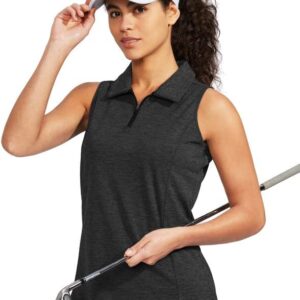 Viodia Women's Sleeveless Golf Shirt with Zip Up Tennis Quick Dry Tank Tops Polo Shirts for Women Golf Apparel Clothes