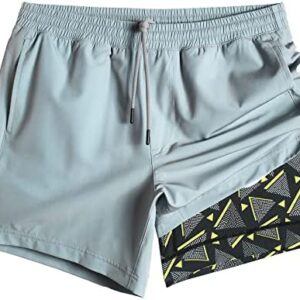 maamgic Mens 5" Gym Running Shorts for Men 2 in 1 Quick Dry Workout Athletic Shorts