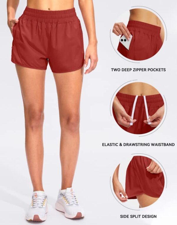 Obla Women's Running Shorts with Zipper Pockets High Waisted Athletic Workout Gym Shorts for Women with Liner -3 inch - Image 4