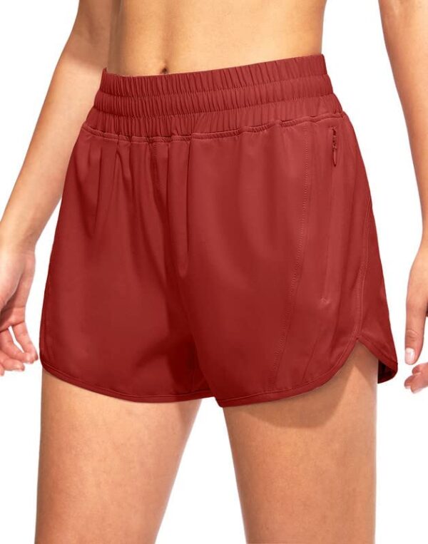 Obla Women's Running Shorts with Zipper Pockets High Waisted Athletic Workout Gym Shorts for Women with Liner -3 inch