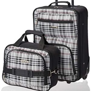 Rockland Fashion Softside Upright Luggage Set, Expandable, Black Plaid, 2-Piece (14/19)