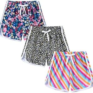 Girls 3-Pack Athletic Shorts Toddlers Workout Active Running Shorts Dolphin Gym Short Pants with Bow 3-10 Years