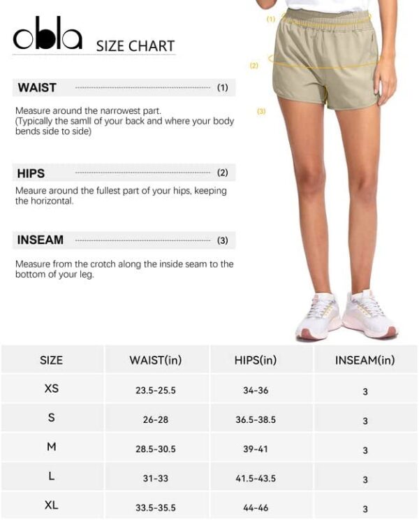 Obla Women's Running Shorts with Zipper Pockets High Waisted Athletic Workout Gym Shorts for Women with Liner -3 inch - Image 7