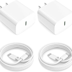 [Apple MFi Certified] iPhone 14 13 12 11 Fast Charger, 2Pack 20W PD Type C Wall Charger Block with 6FT USB-C to Lightning Cables Compatible with iPhone 14/13/ 12/11/ XS/XR/X/ 8 Plus/iPad,White