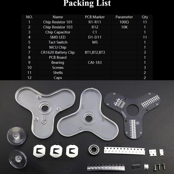 3 Leaves LED Rotating Gyroscope DIY Kit Soldering Project Electronics Kit Soldering Practice Kit for Kids Adult ISolderStore - Image 5