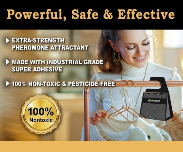 MaxGuard Clothes Moth Traps (6+2 Free Traps) with Extra Strength Pheromones | Non-Toxic Sticky Glue Trap for Closets and Carpet Moths | No Mothballs | Lure, Trap and Kill Case-Bearing Webbing Moths | - Image 4