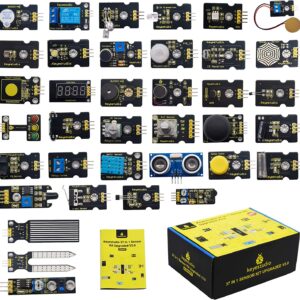 KEYESTUDIO 37 in 1 Sensor Kit 37 Sensors Modules Starter Kit for Arduino Mega R3 2560 Raspberry Pi Programming, Electronics Components STEM Education Set for Kids Teens Adults + Tutorial
